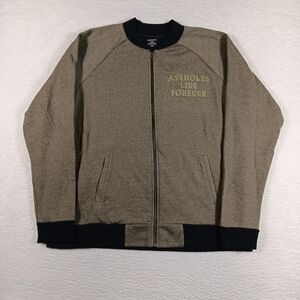 Assholes Live Forever Jacket Mens XXL 2XL Green Bomber Varsity Graphic